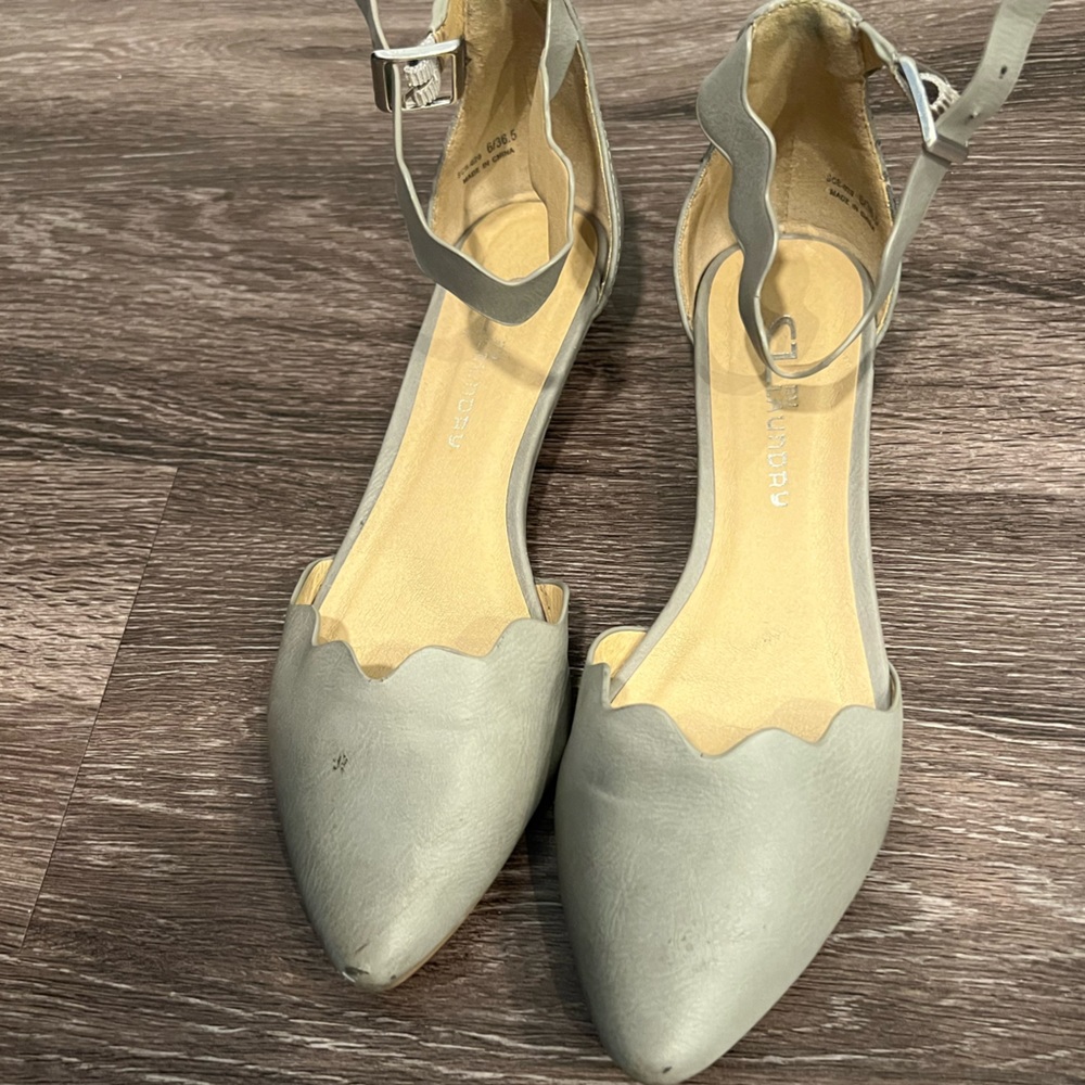 Grey Pointed Toe Flats - image 2
